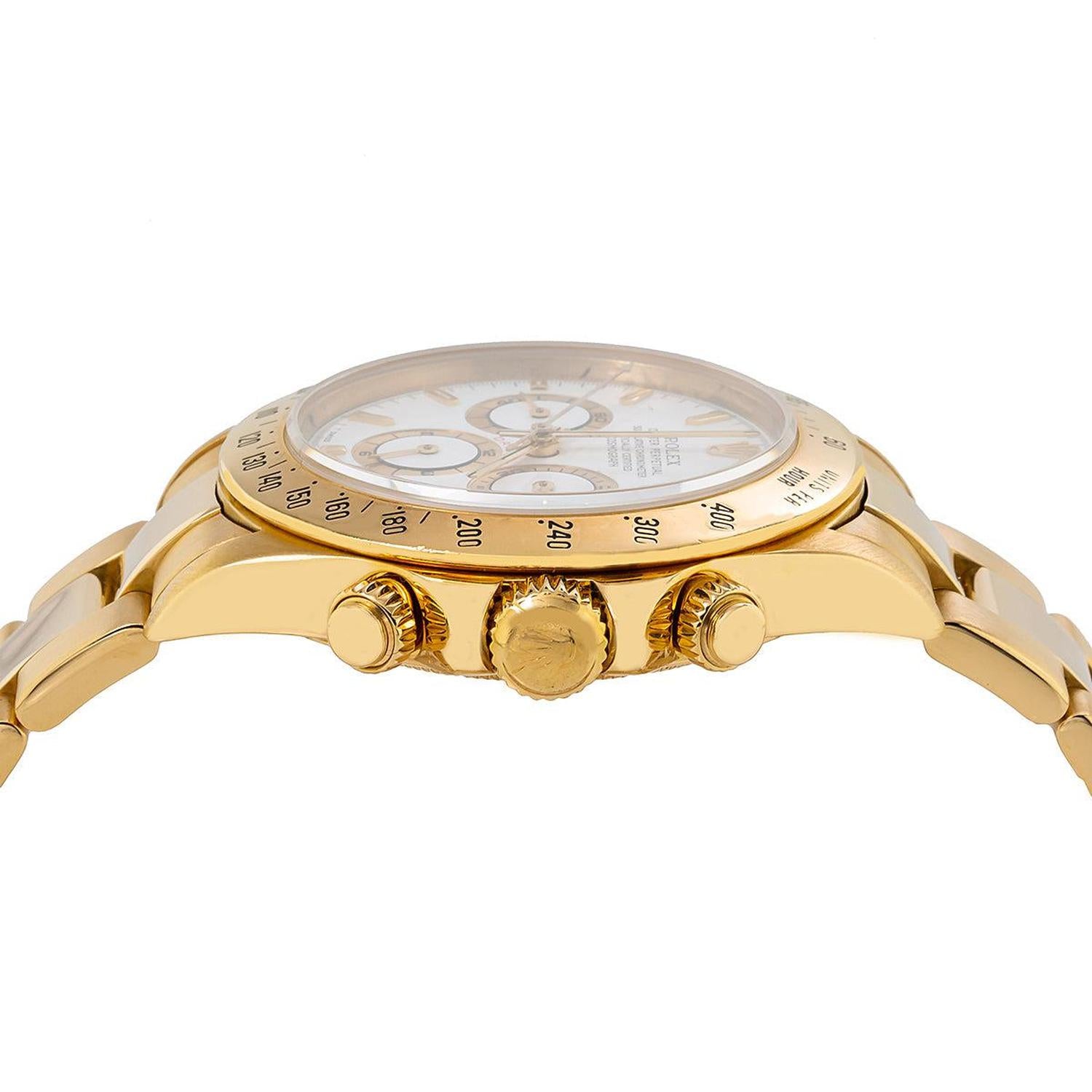 Rolex Cosmograph Daytona 40MM 16528 White Dial Tachymeter Bezel 18K Yellow Gold Oyster Bracelet
