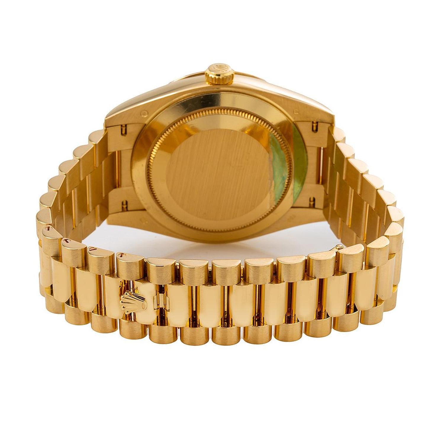 Rolex Day-Date 40MM 228238 Black Baguette Diamond Dial Fluted Bezel 18K Yellow Gold President Bracelet