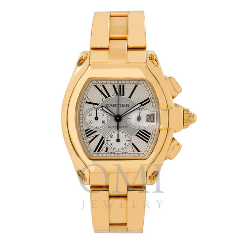 Cartier Roadster W62021Y2 47MM Chronograph White Dial With 18k Yellow Gold Bracelet