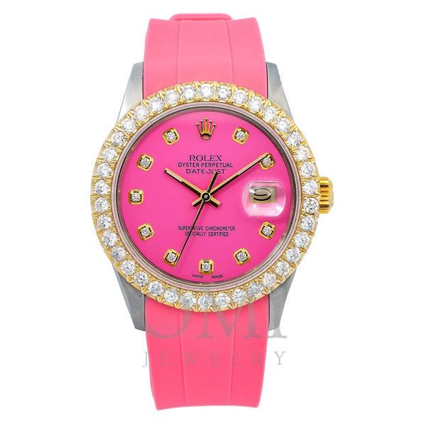 Rolex Datejust 16014 Pink Diamond Dial With Rubber Bracelet