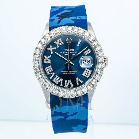 Rolex Datejust 16014 36MM Blue Diamond Dial With Rubber Bracelet