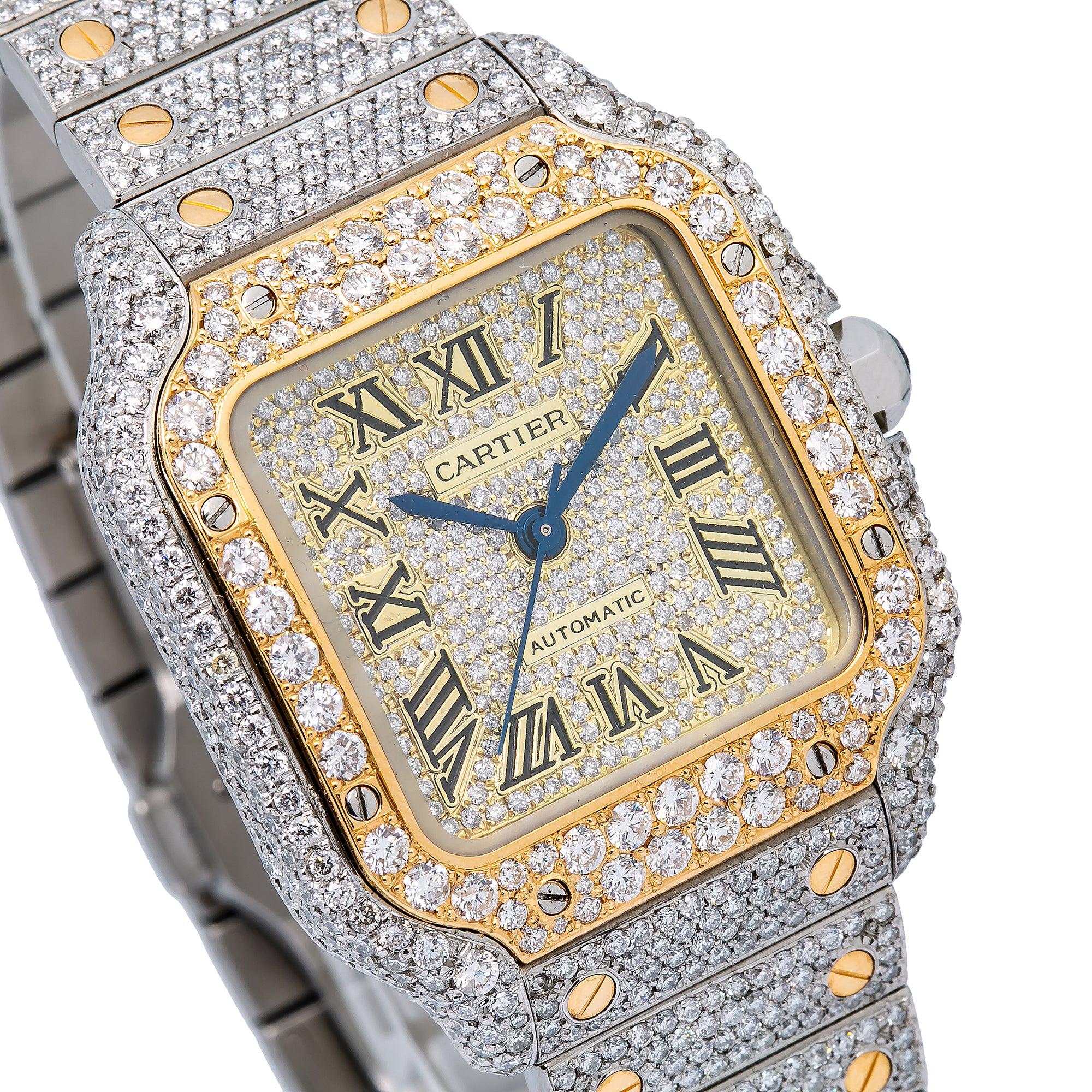 Cartier Santos W2SA00163 35MM Champagne Diamond Dial With Two Tone Bracelet