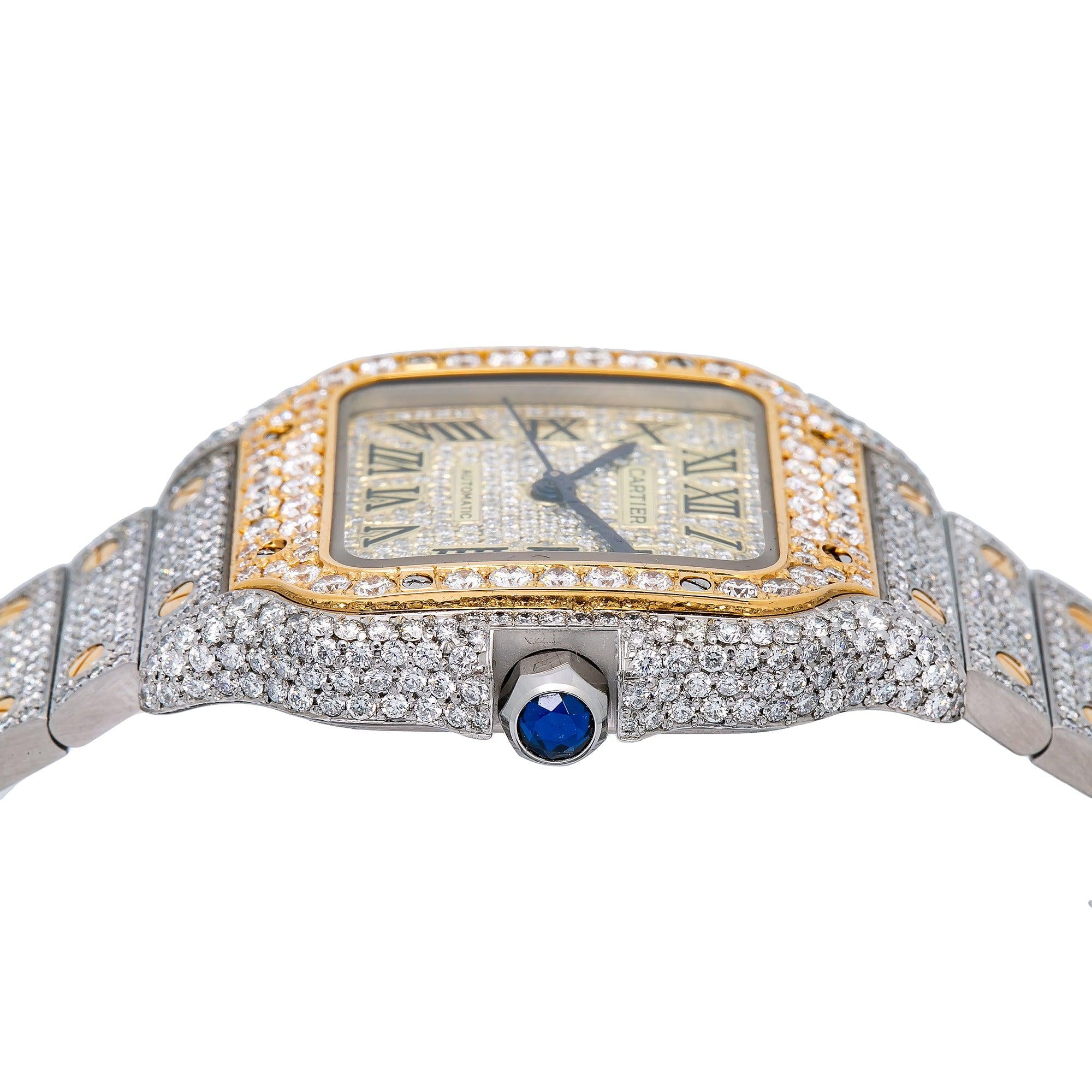 Cartier Santos W2SA00163 35MM Champagne Diamond Dial With Two Tone Bracelet