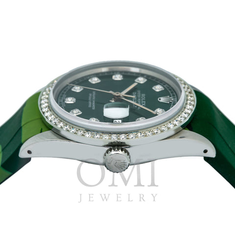 Rolex Datejust 16014 36MM Green Diamond Dial With Rubber Camo Bracelet