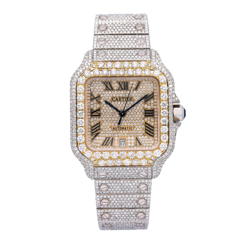 Mens cartier santos diamond watch Clearance