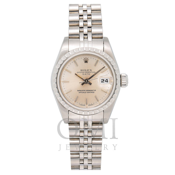 Rolex Date 26MM Silver Stick Dial With Stainless Steel Jubilee Bracelet