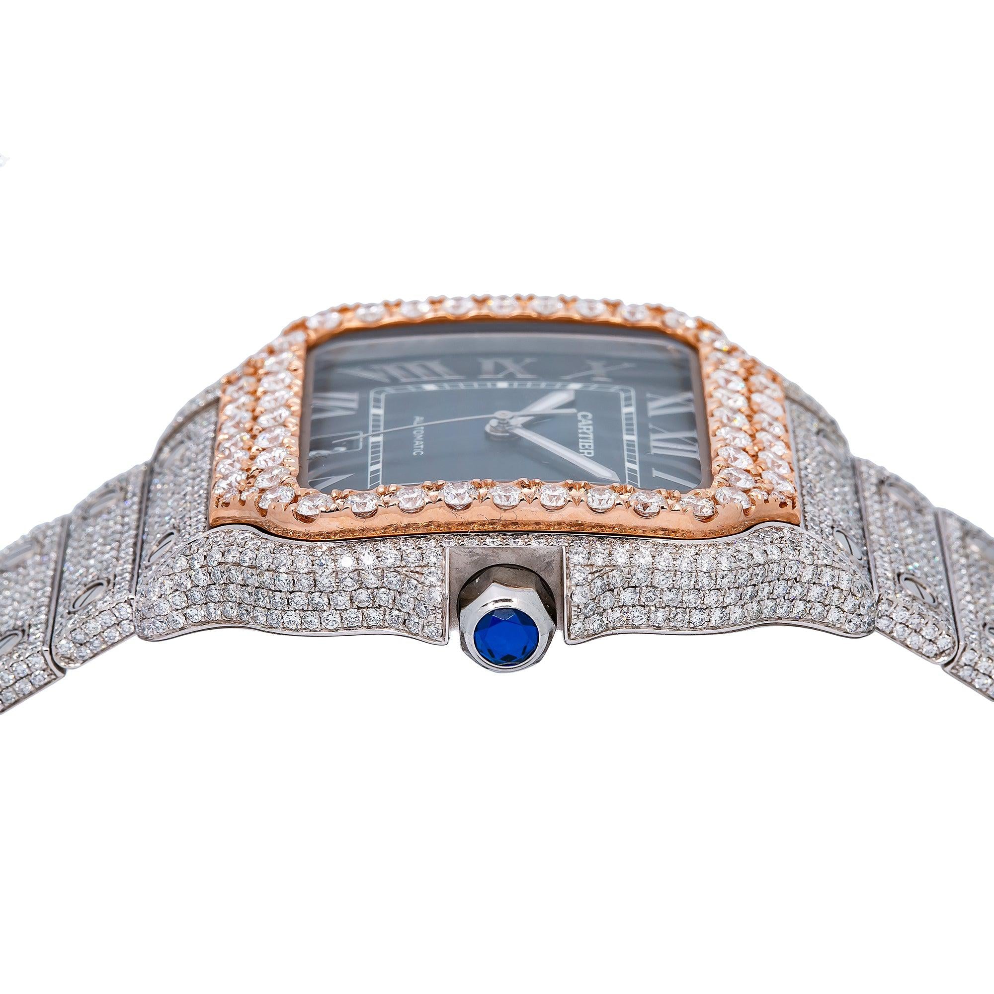 Cartier Santos WSSA0030 40MM Blue Dial With 17.95 CT Diamonds