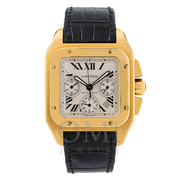 Cartier Santos 100, Mens, X Large, Stainless Steel, Ref: 2656, Leather Band,  Cal 2892-2 - Estates Consignments