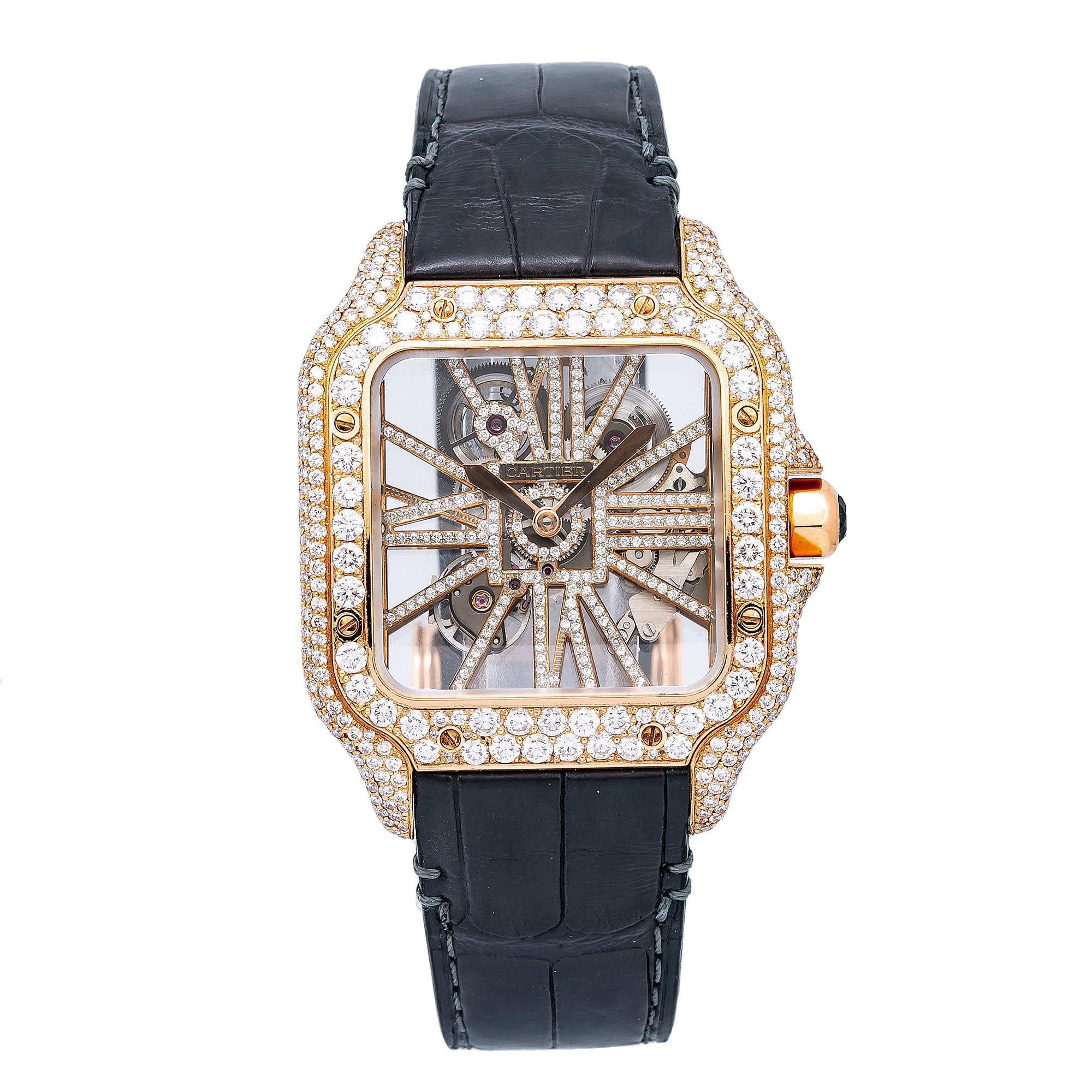 Cartier Santos WHSA0018 Skeleton Dial With CT Diamonds