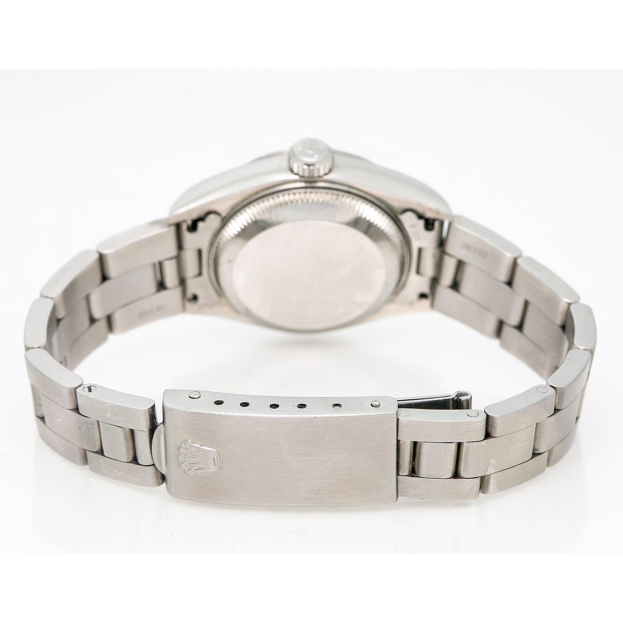 Rolex Date 26MM 79160 White Roman Dial Engine Turned Bezel Stainless Steel Oyster Bracelet