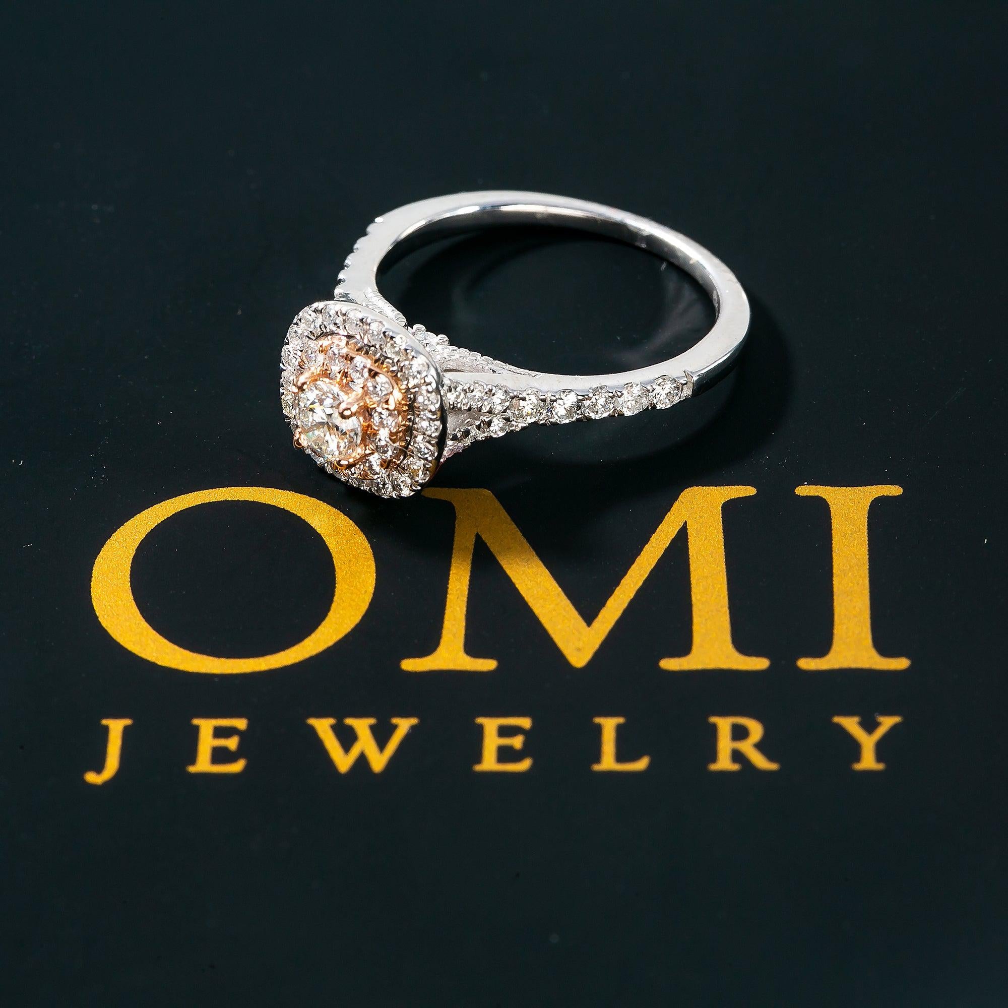 14K White Gold Engagement Ladies Two Tone Ring with 0.75CT Diamonds
