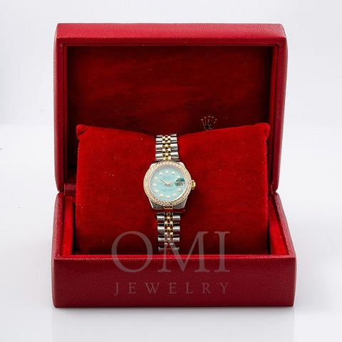 Rolex Lady-Datejust Diamond Watch, 69173 26mm, Green Diamond Dial With 0.90 CT Diamonds Two Tone Bracelet