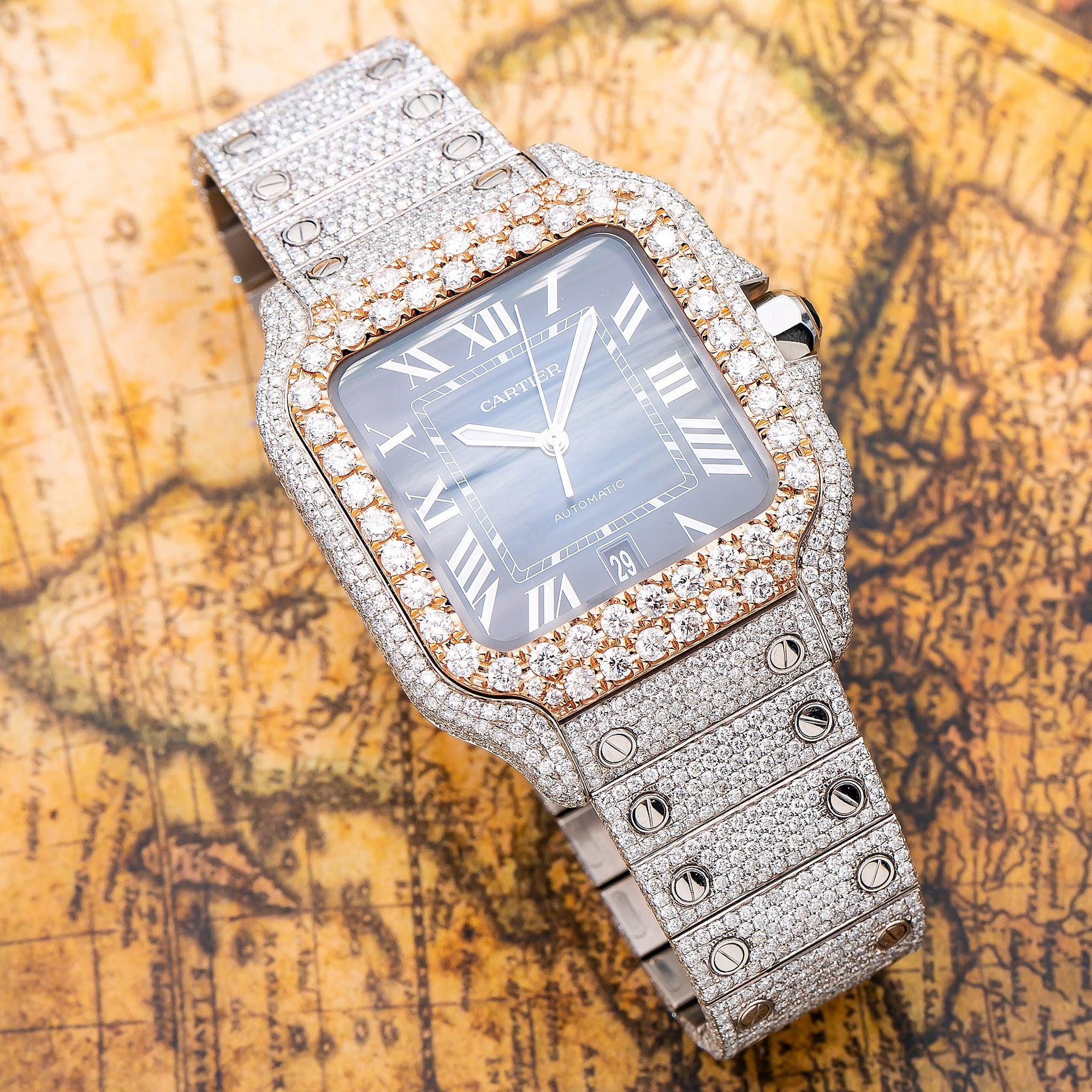 Cartier Santos WSSA0030 40MM Blue Dial With 17.95 CT Diamonds