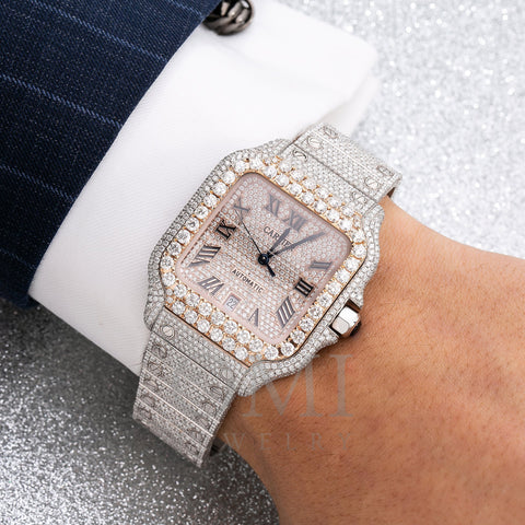 Cartier Santos WSSA0018 40MM Rose Gold Diamond Dial With Stainless Steel Bracelet