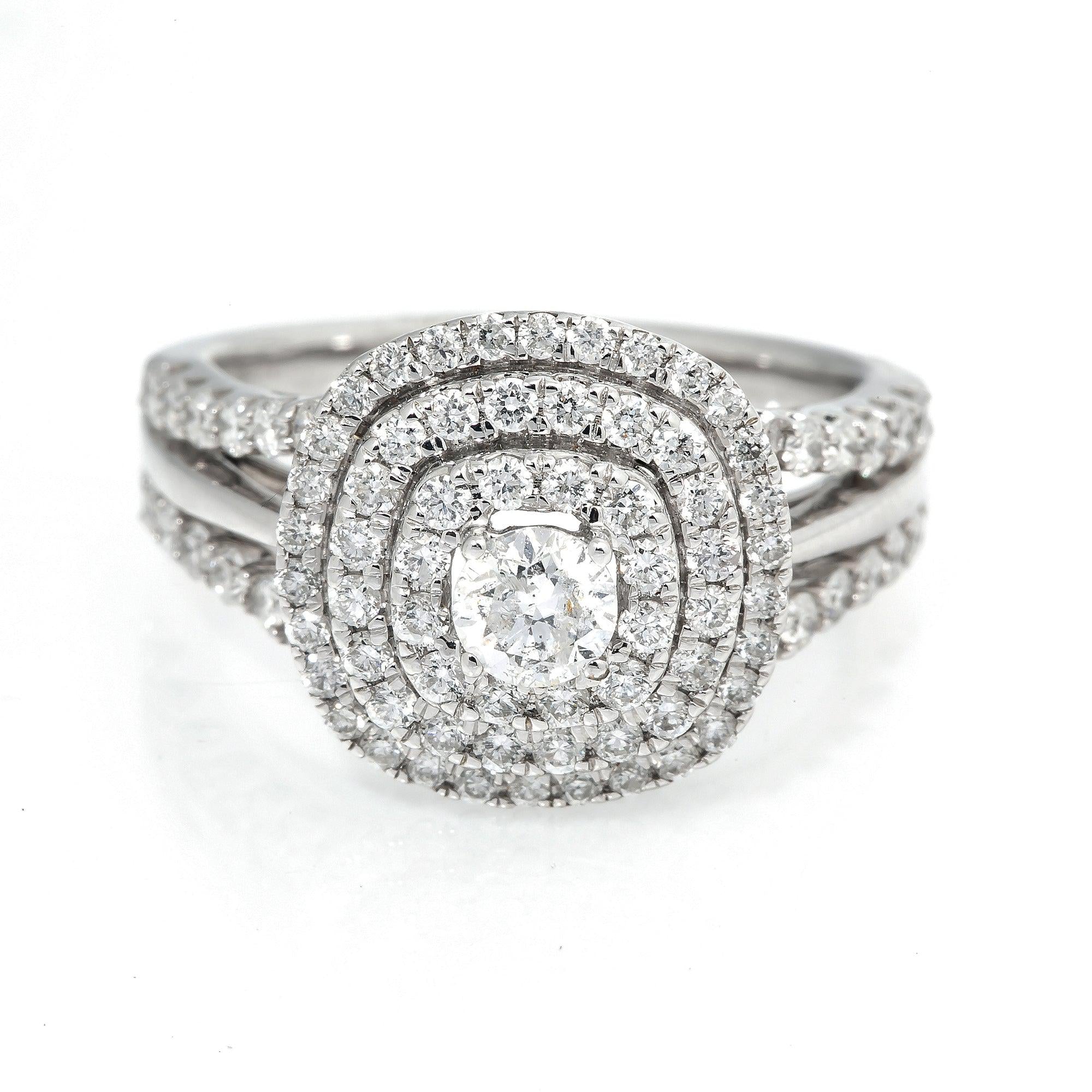 14K White Gold Ladies Fancy Engagement Ring with 1.90 CT Diamonds