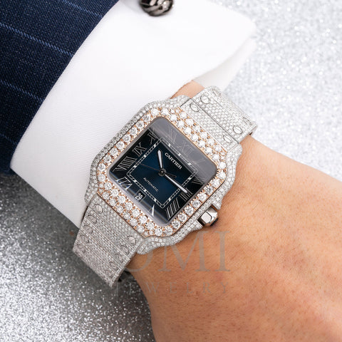 Cartier Santos WSSA0030 40MM Blue Dial With 17.95 CT Diamonds