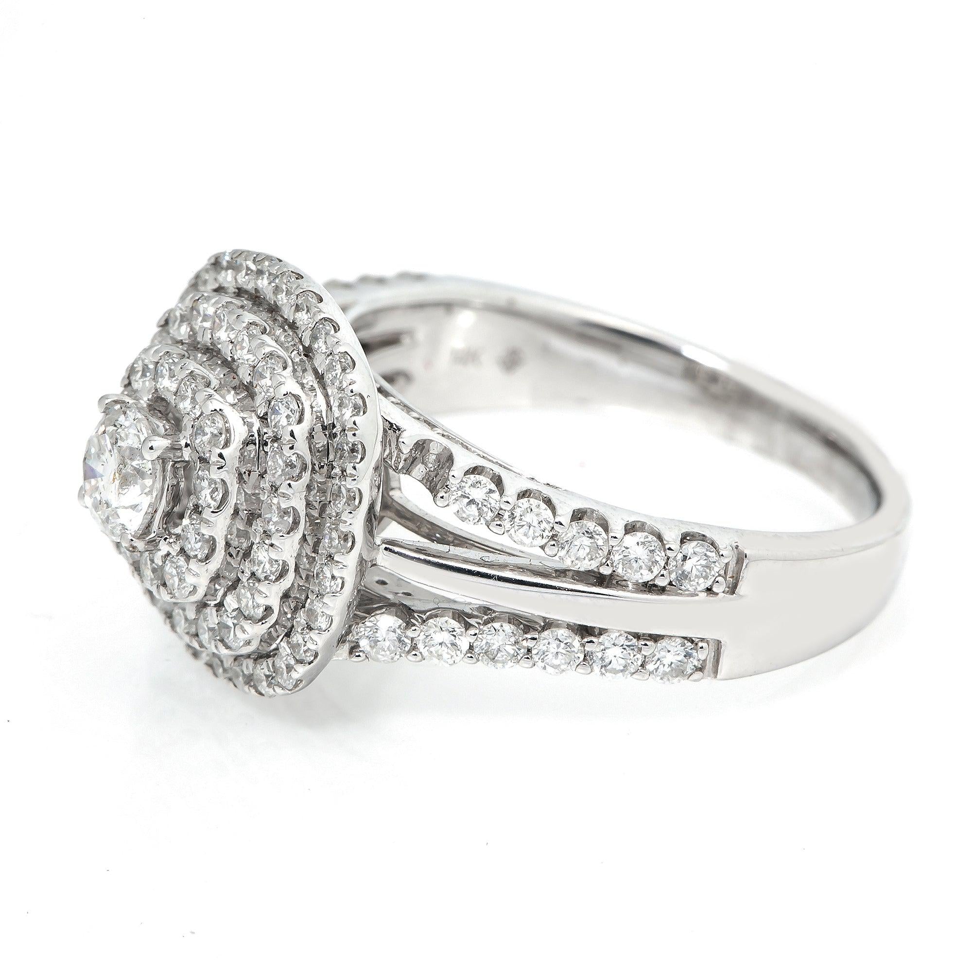 14K White Gold Ladies Fancy Engagement Ring with 1.90 CT Diamonds