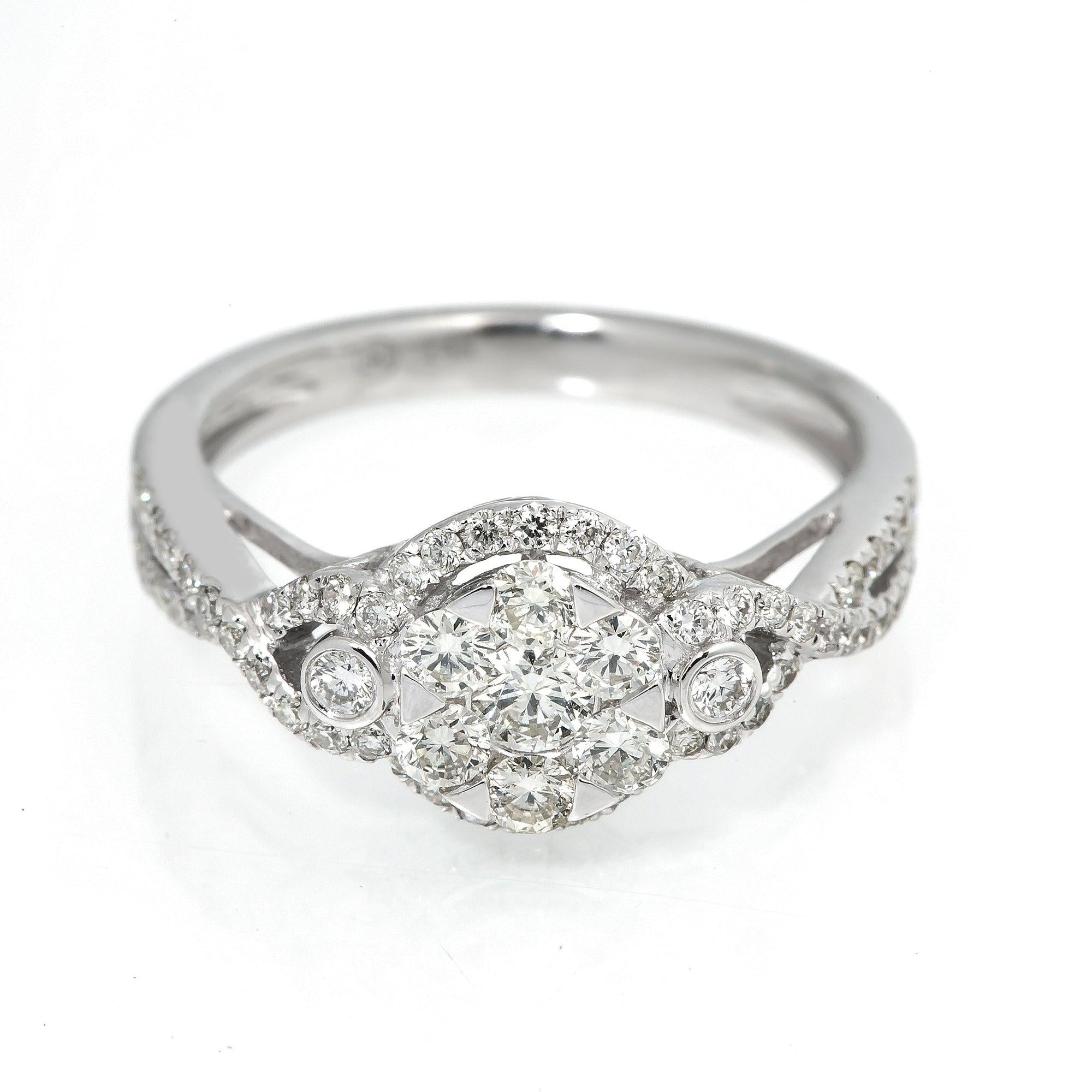 14K White Gold Ladies Ring with 1.00 CT Diamonds