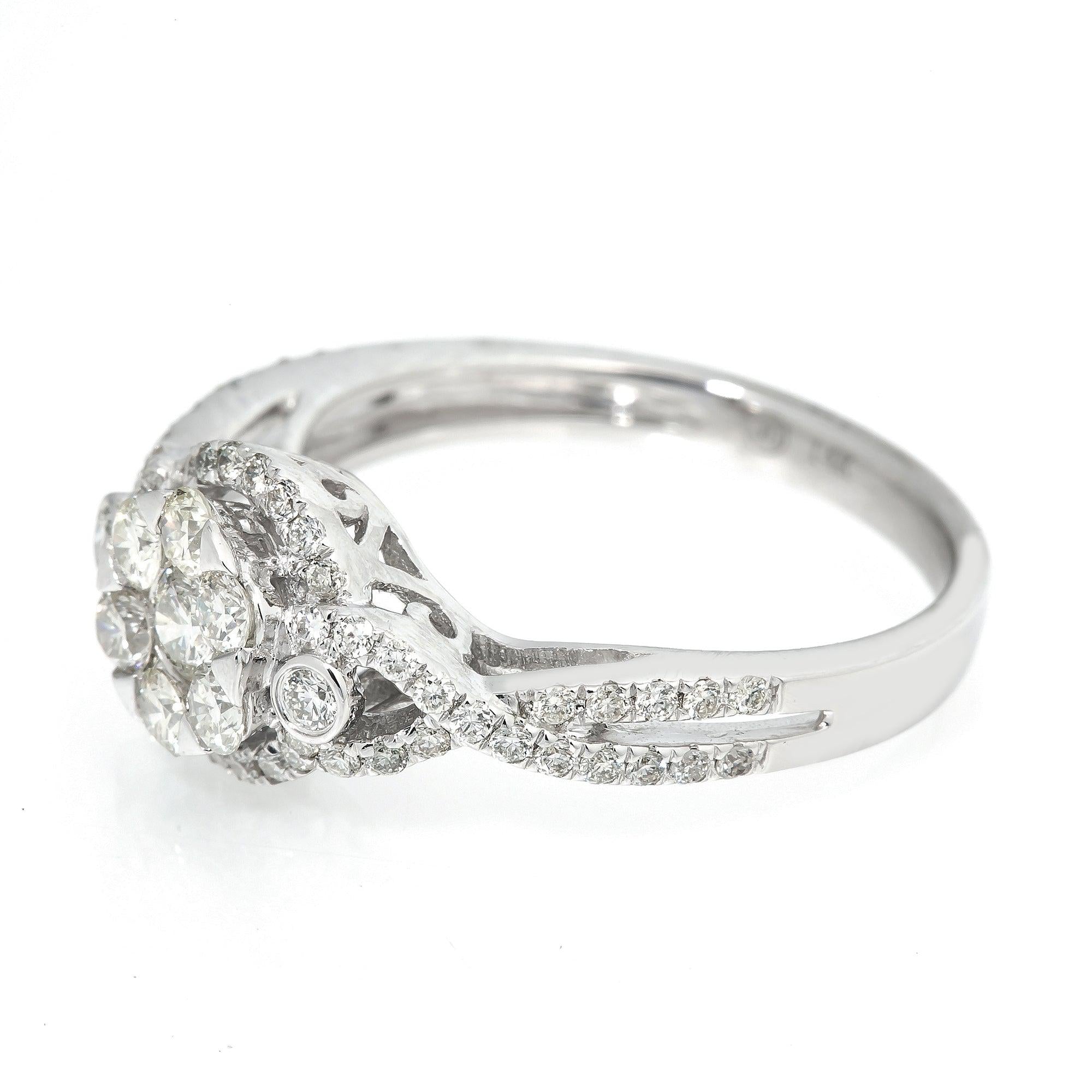 14K White Gold Ladies Ring with 1.00 CT Diamonds