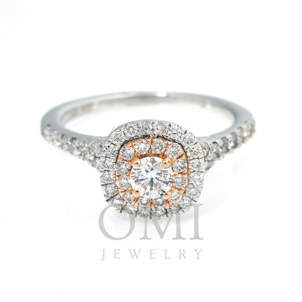 14K White Gold Engagement Ladies Two Tone Ring with 0.75CT Diamonds