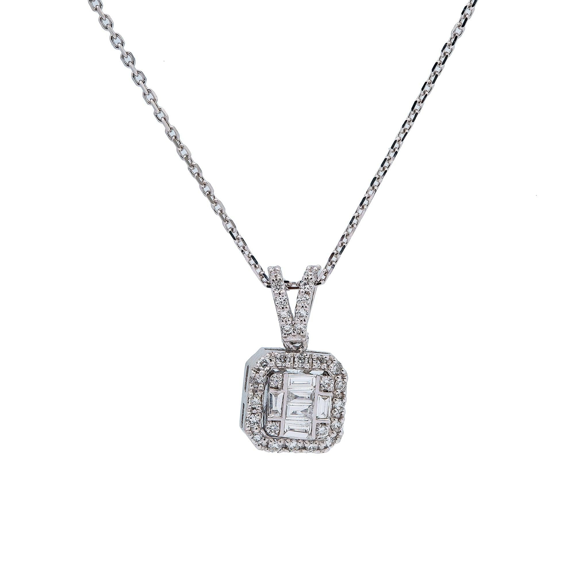18K White Gold 0.30 CT Diamond Necklace