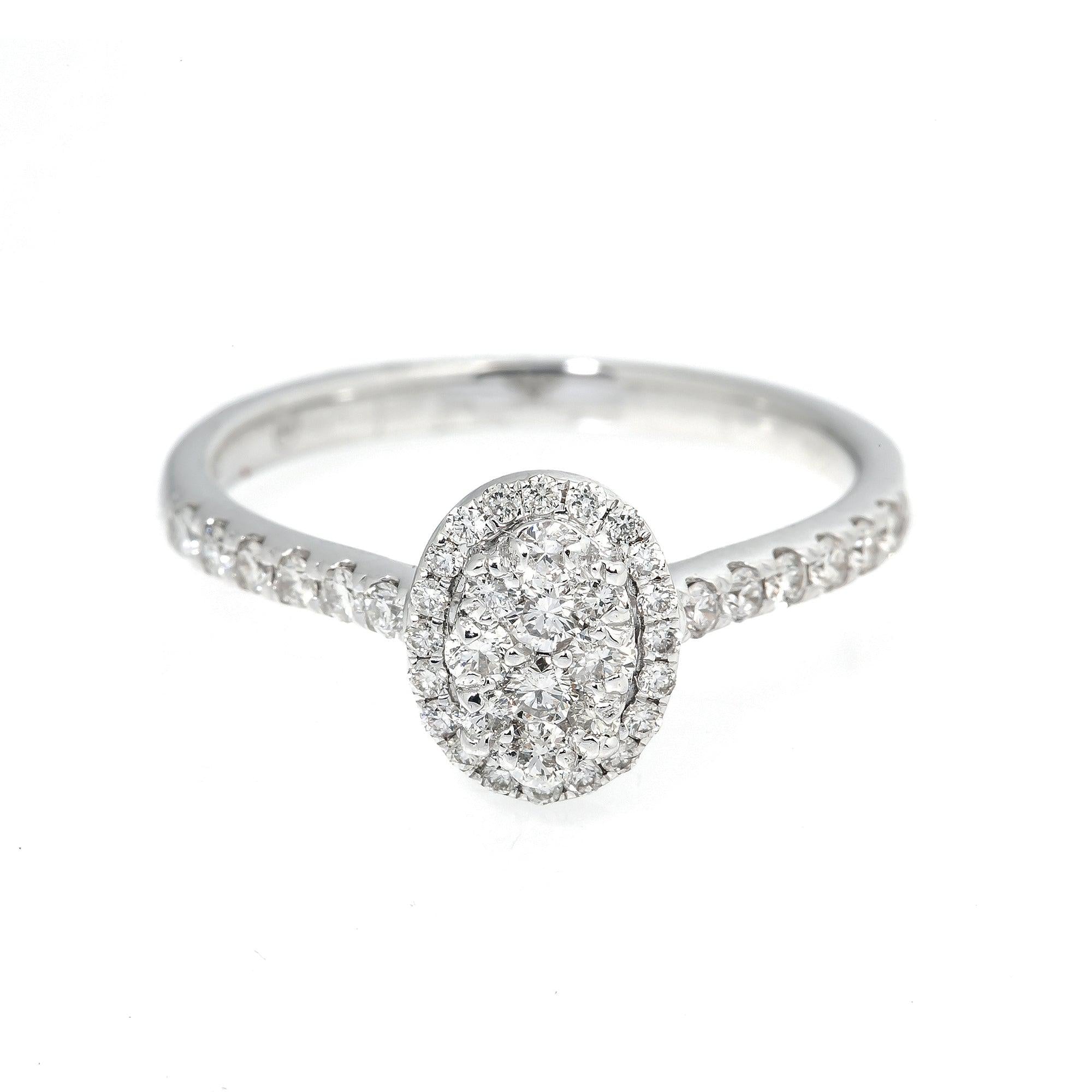 14K GOLD OVAL CLUSTER RING 0.95 CT