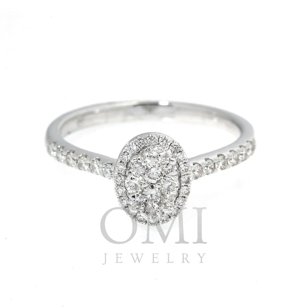 14K GOLD OVAL CLUSTER RING 0.95 CT