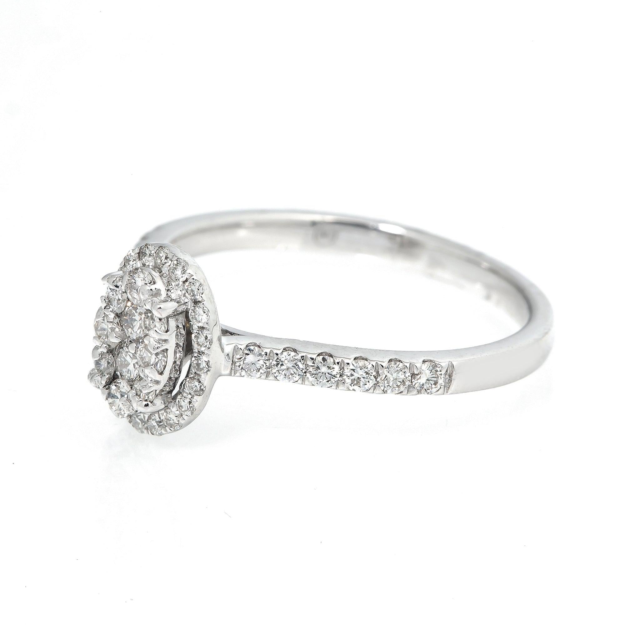 14K GOLD OVAL CLUSTER RING 0.95 CT