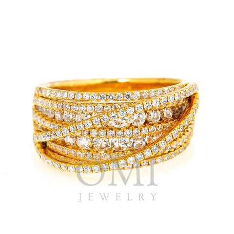 14K Yellow Gold Engagement Multi Layers Ladies Ring with 1.55 CT Diamonds