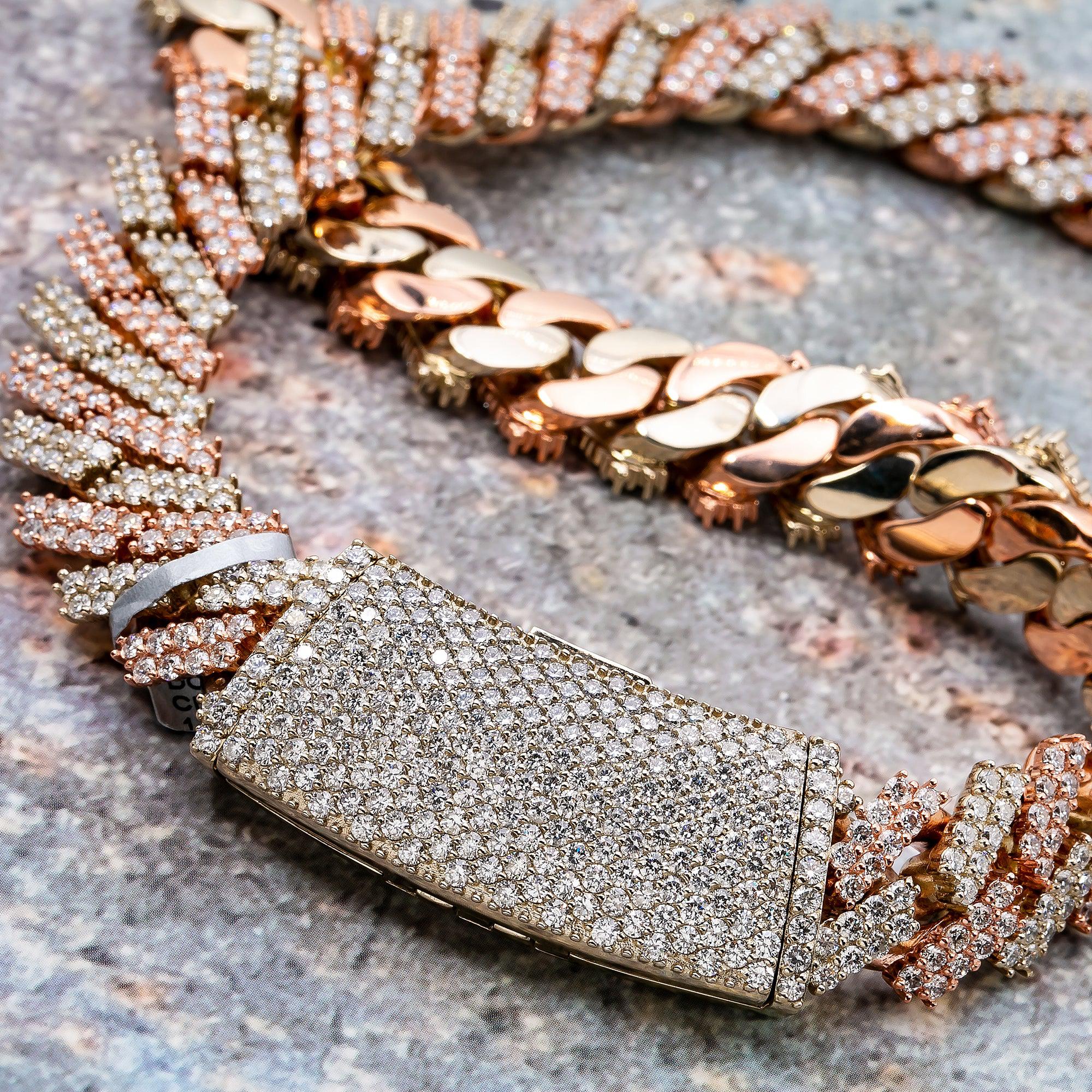 14K GOLD TWO TONE 22" / 15MM CUBAN CHAIN WITH 48.25 CT DIAMONDS