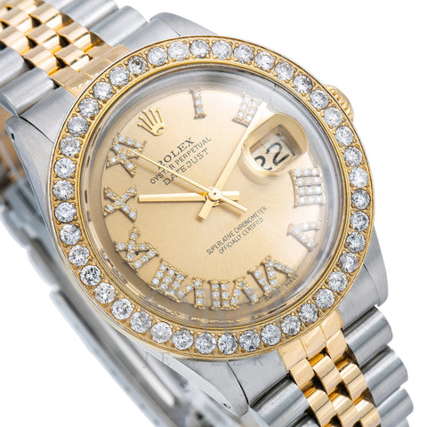 Rolex Datejust 1601 36MM Champagne Diamond Dial With Two Tone Jubilee Bracelet