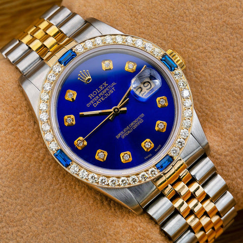 Diamond rolex blue face Clearance