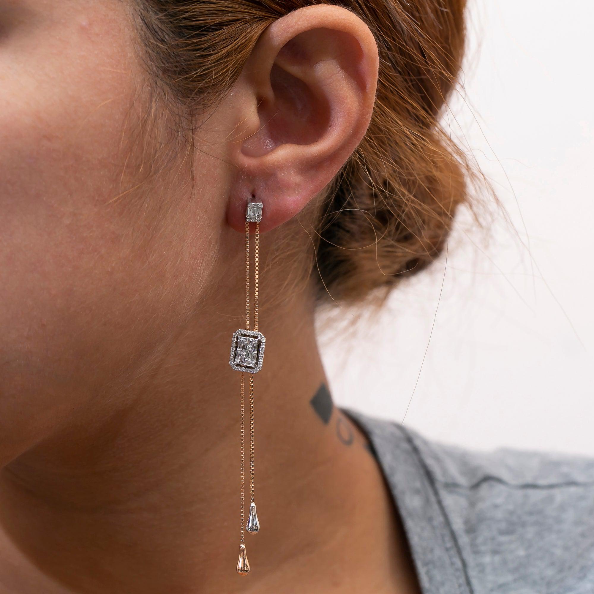 Women's 18K White and Rose Gold 0.78 CT Diamond Earrings