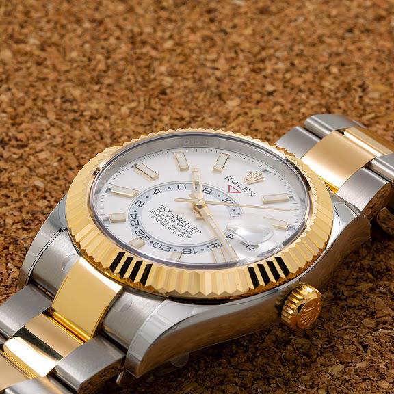 Rolex sky dweller online two tone white dial