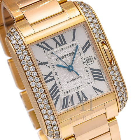 Cartier Tank Anglaise WT100003 30MM Flinque Silver Dial With 1.74 CT Diamonds