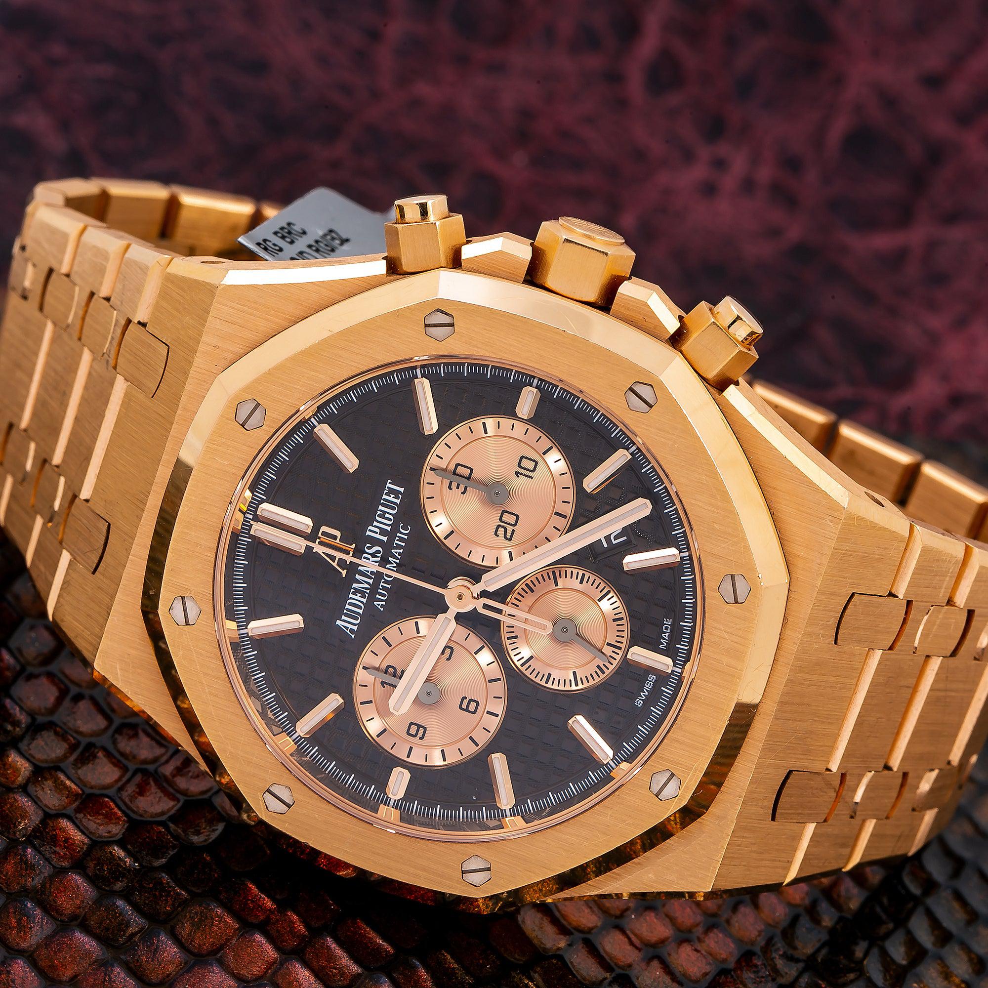Audemars Piguet Royal Oak Chronograph 41MM 26331OR.OO.1220OR.02 Brown Dial Rose Gold Bezel 18K Rose Gold Bracelet