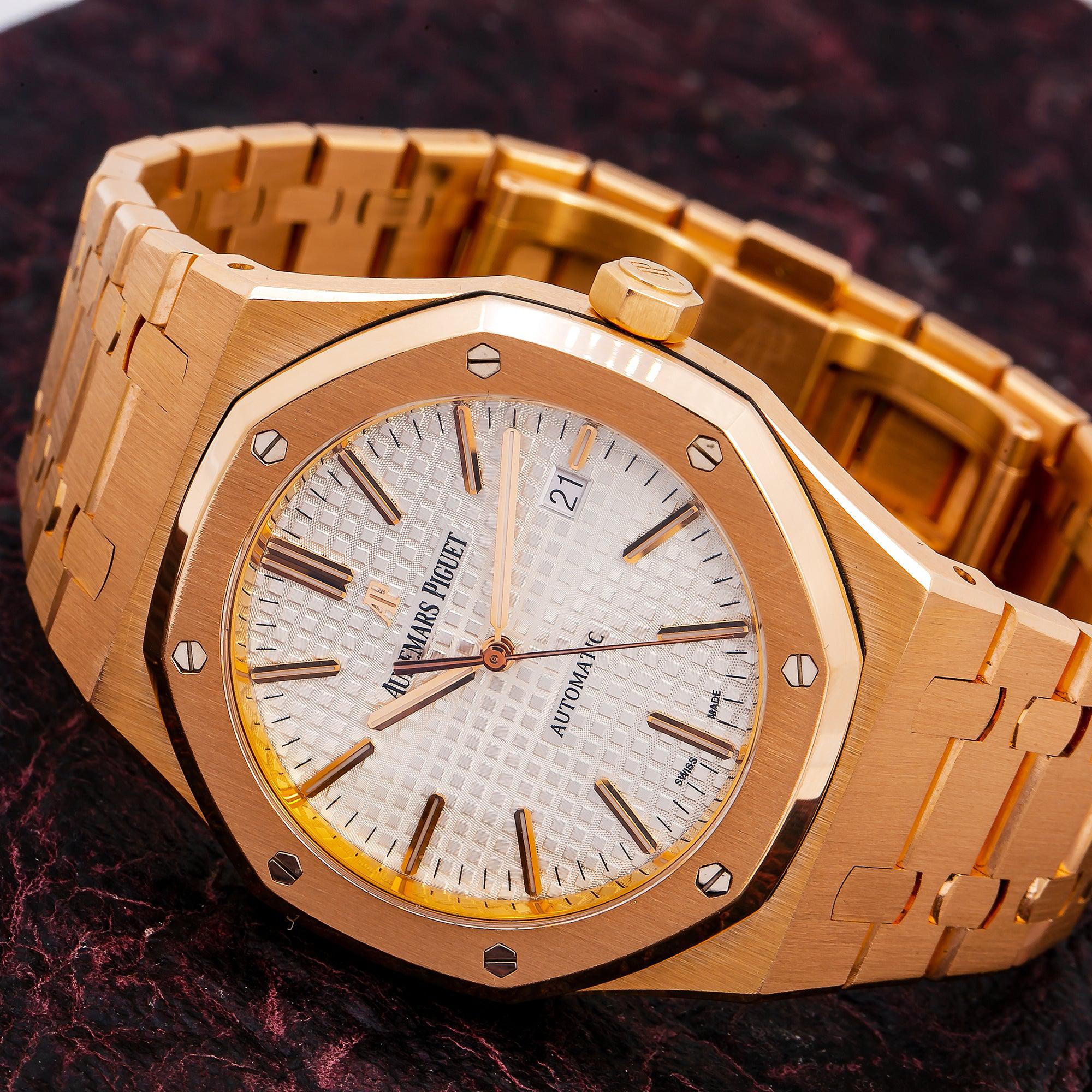 Audemars Piguet Royal Oak Selfwinding 41MM 15400OR.OO.1220OR.02 Silver Dial Rose Gold Bezel 18K Rose Gold Bracelet