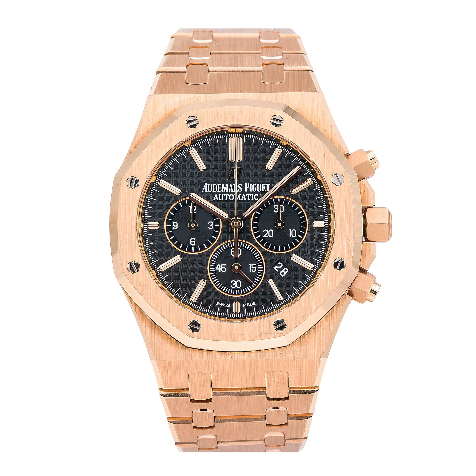 Audemars Piguet Royal Oak Chronograph 41MM 26320OR.OO.1220OR.01 Black Dial Rose Gold Bezel 18K Rose Gold Bracelet