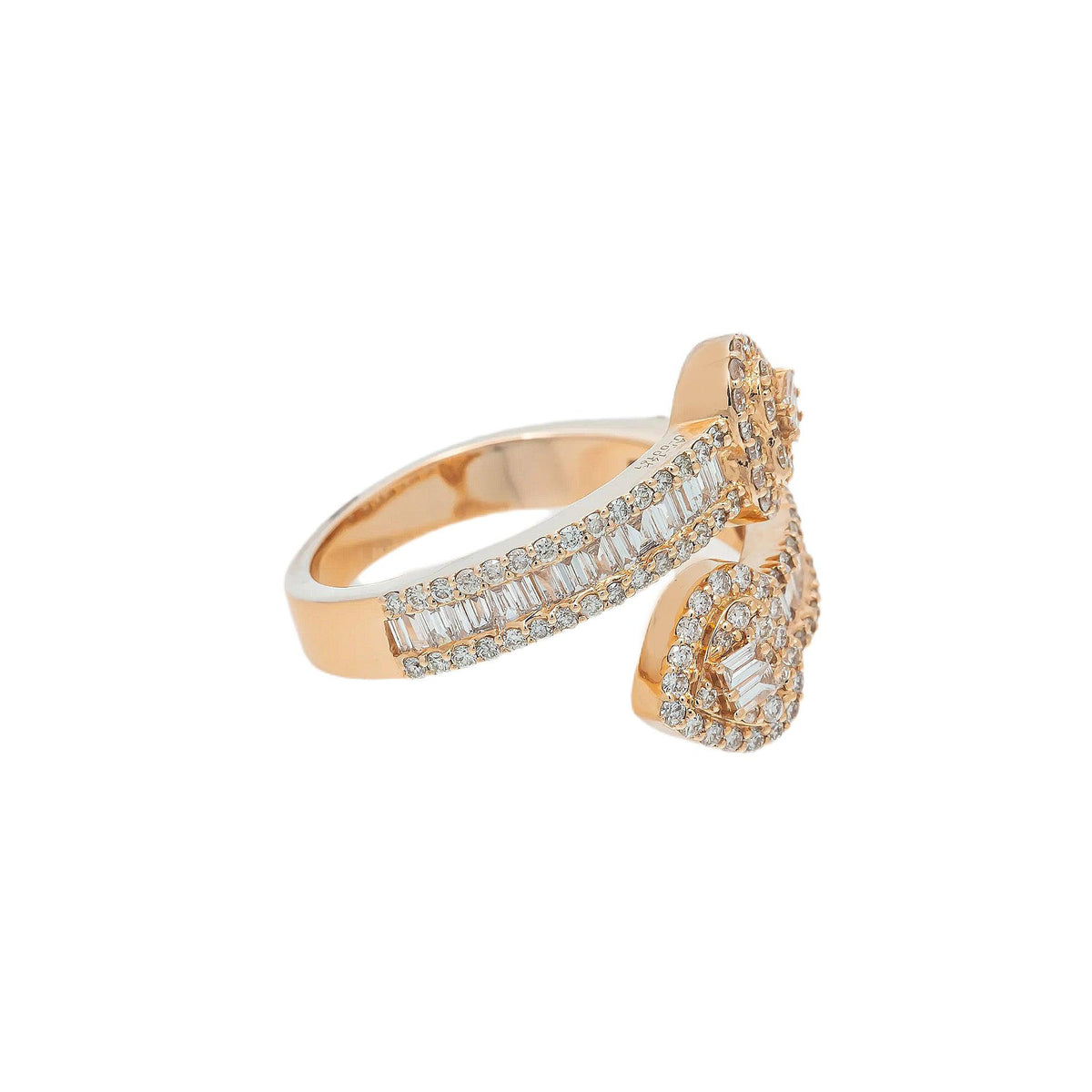 14K GOLD BAGUETTE DIAMOND MEN'S HEART SHAPED RING 1.02 CT