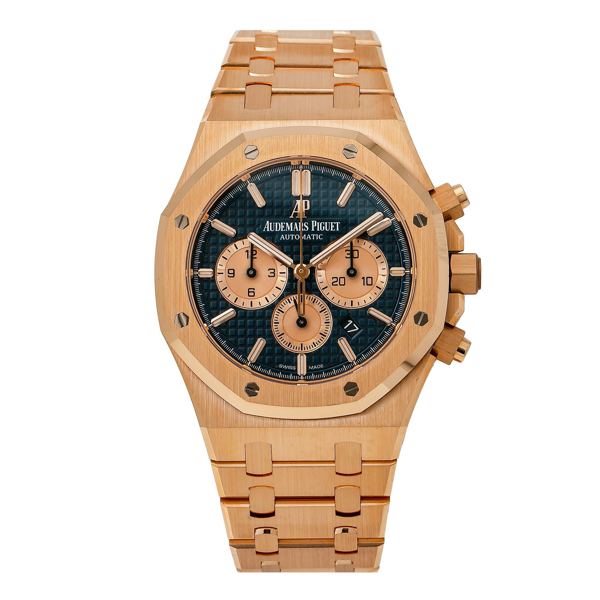 Audemars Piguet Royal Oak Chronograph 41MM 26331OR.OO.1220OR.01 Blue Dial Rose Gold Bezel 18K Rose Gold Bracelet