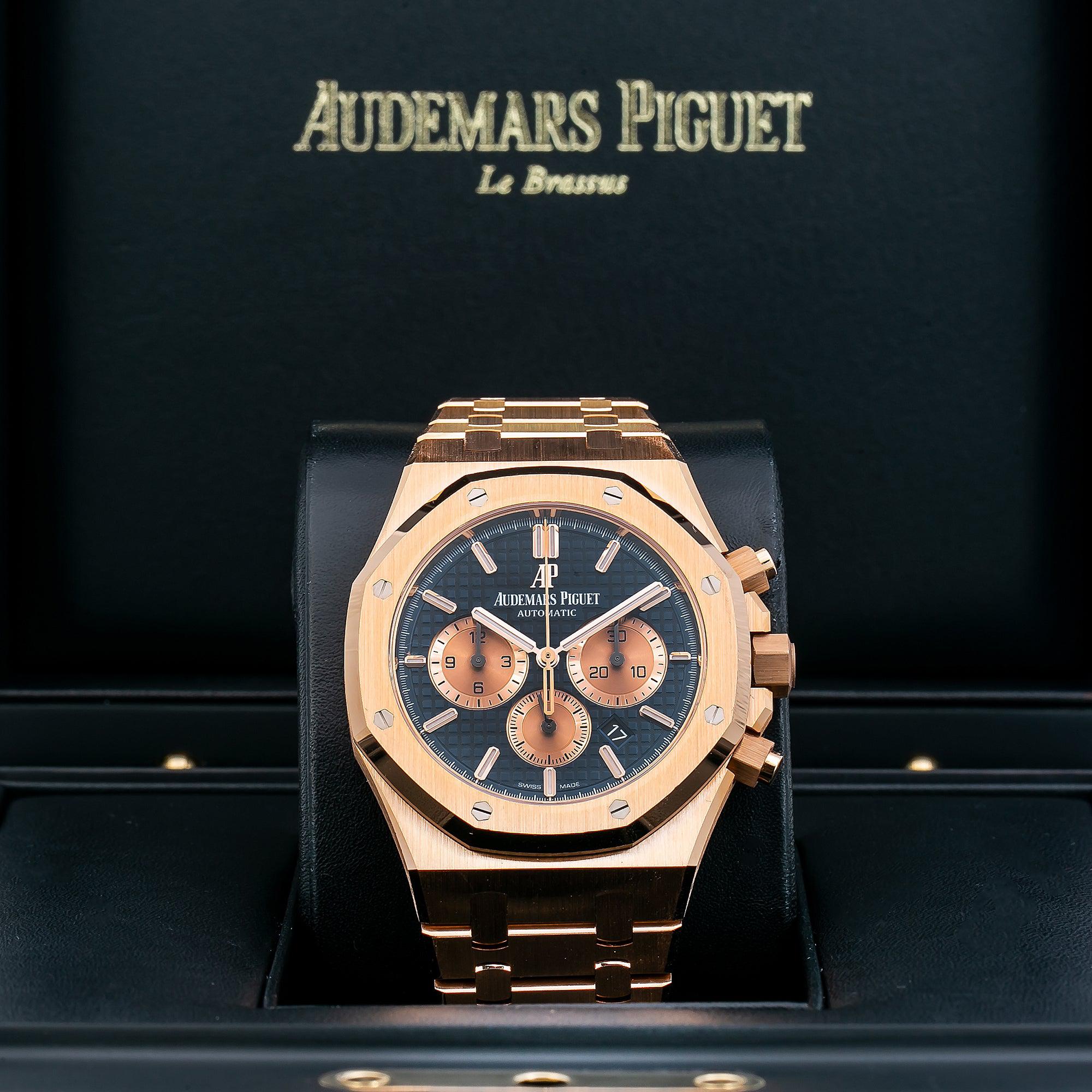 Audemars Piguet Royal Oak Chronograph 41MM 26331OR.OO.1220OR.01 Blue Dial Rose Gold Bezel 18K Rose Gold Bracelet