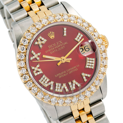 Rolex Lady-Datejust 68273 31MM Red Diamond Dial With Two Tone Bracelet