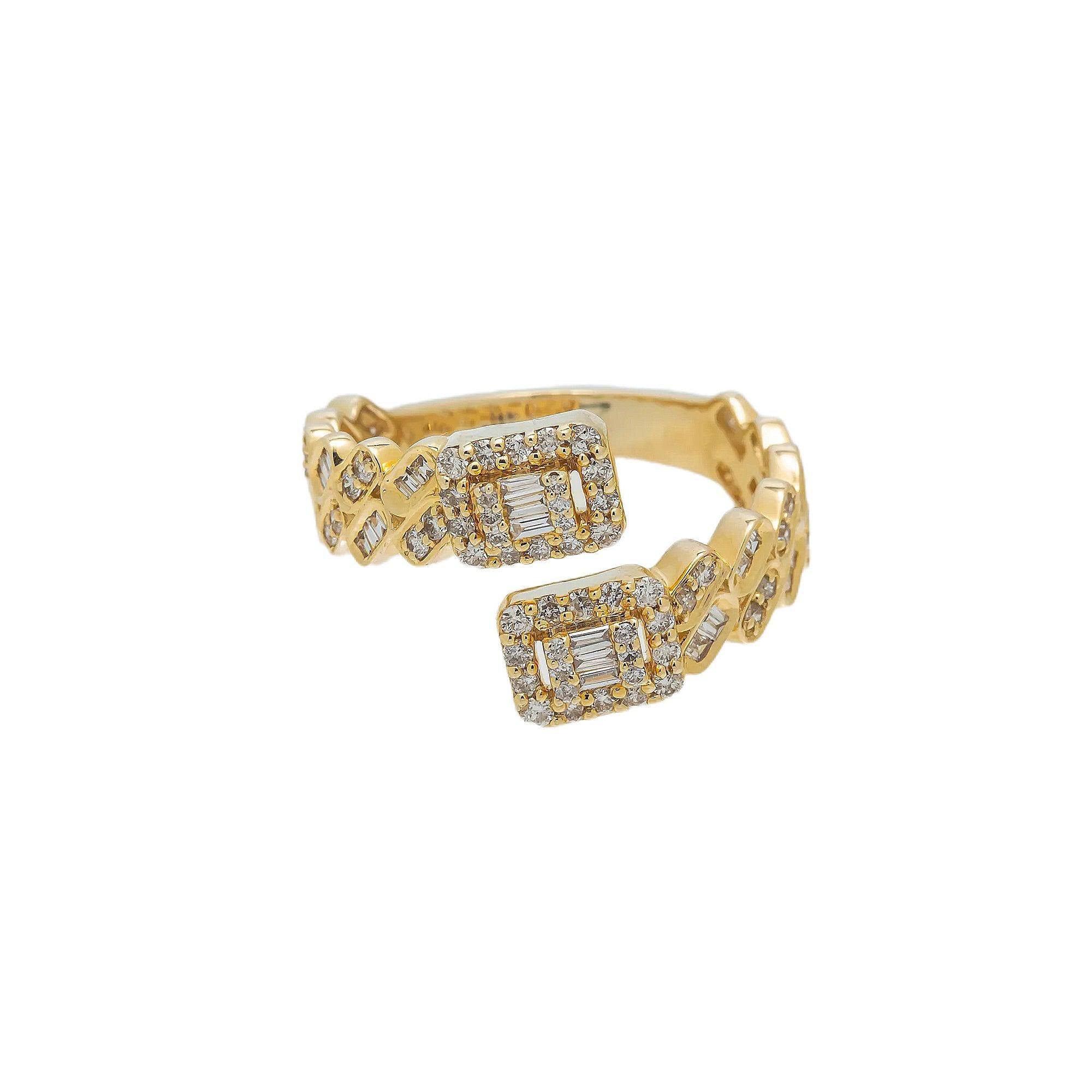 14K GOLD BAGUETTE DIAMOND SQUARE SHAPE RING 0.72 CT