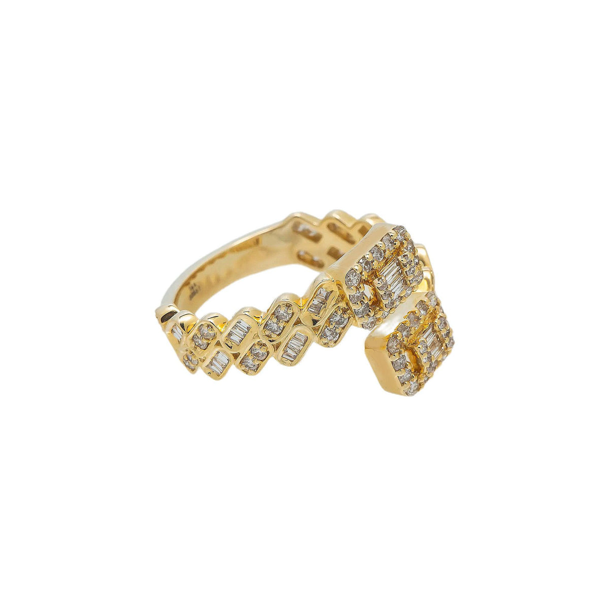 14K GOLD BAGUETTE DIAMOND SQUARE SHAPE RING 0.72 CT