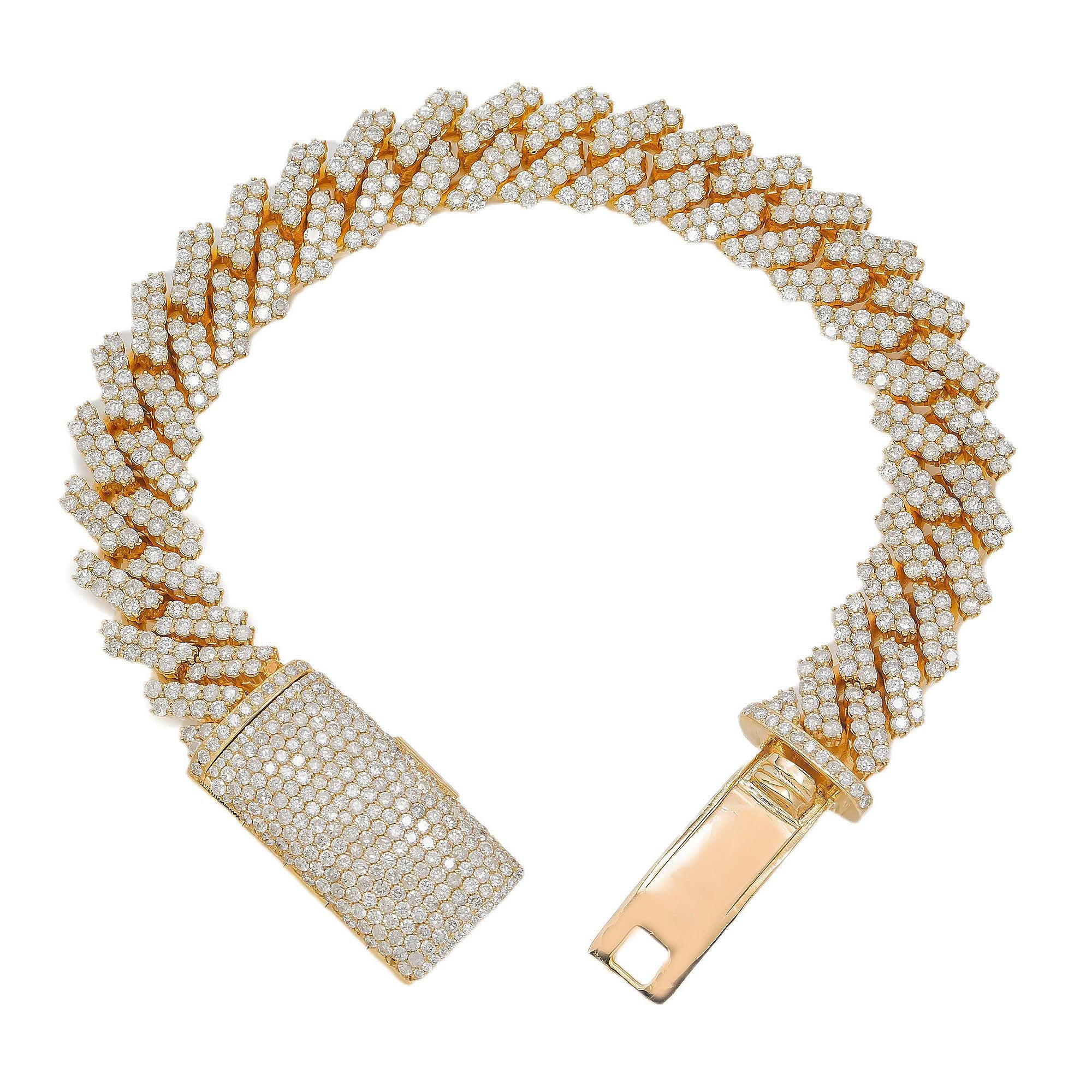 14K GOLD LAB DIAMOND 14MM CUBAN LINK BRACELET 15.95 CT