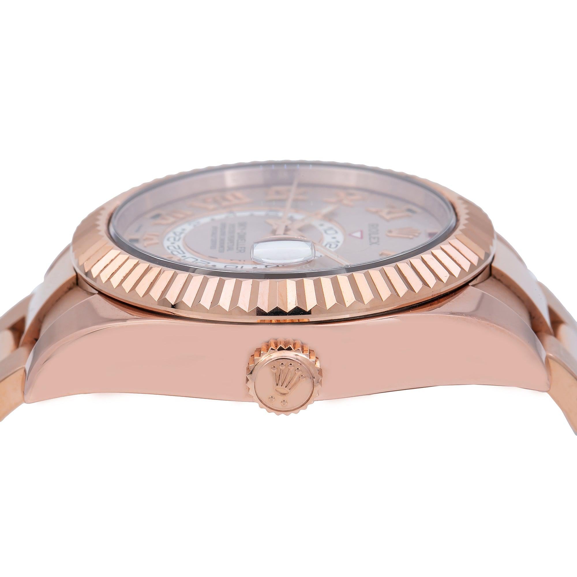 Rolex Sky-Dweller 42MM 326935 Sundust Roman Dial Fluted Bezel 18K Rose Gold Oyster Bracelet