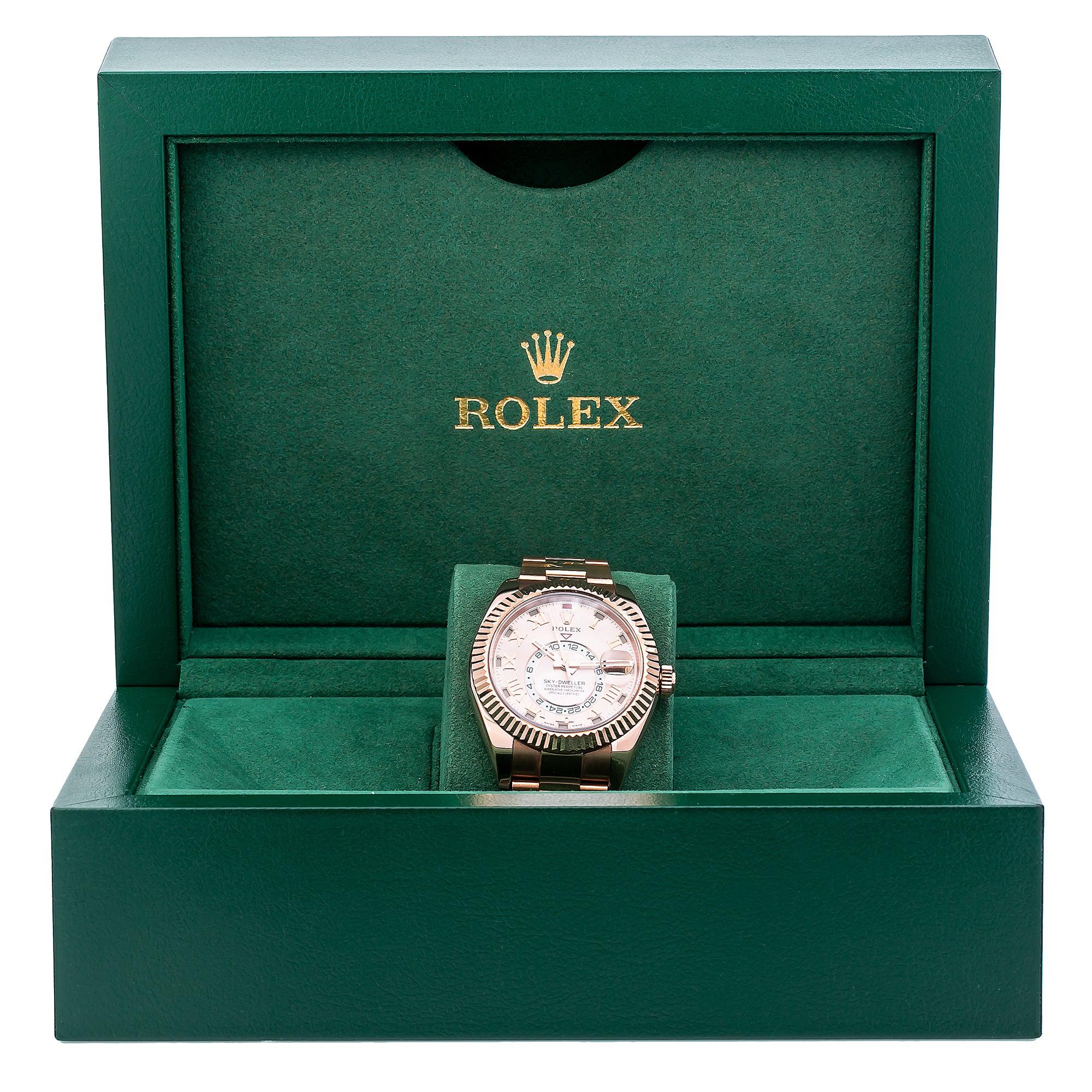 Rolex Sky-Dweller 42MM 326935 Sundust Roman Dial Fluted Bezel 18K Rose Gold Oyster Bracelet