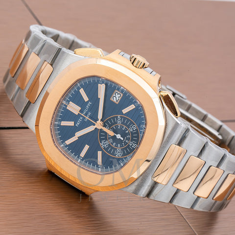 titel Pinpoint nærme sig Patek Philippe Nautilus 5980/1AR 40MM Blue Dial With Two Tone Bracelet -  OMI Jewelry