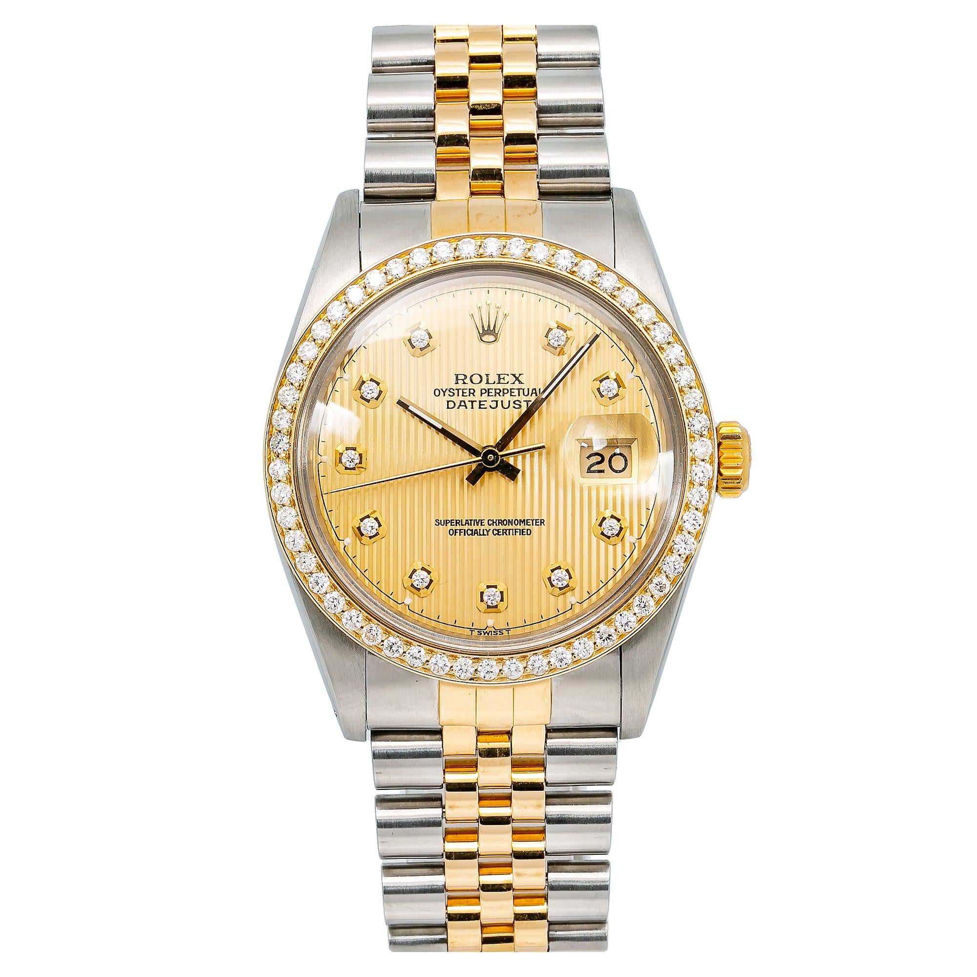 Rolex Datejust 36MM 16013 Champagne Tapestry Diamond Dial Diamond