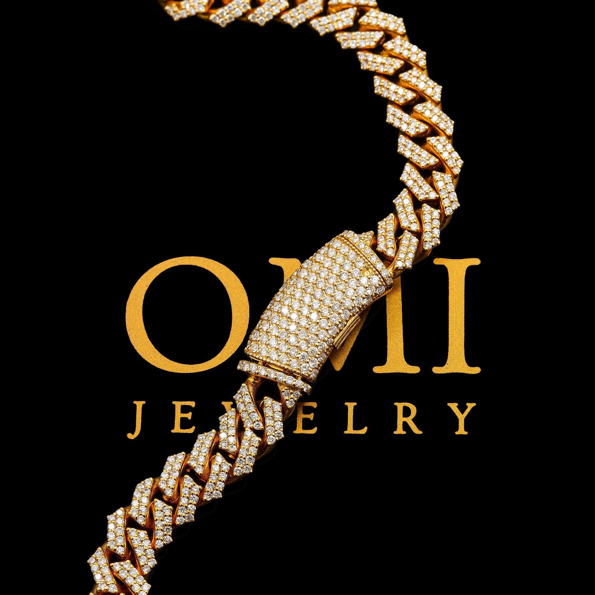 14K GOLD DIAMOND 16"/7MM CUBAN LINK CHAIN 6.50 CT